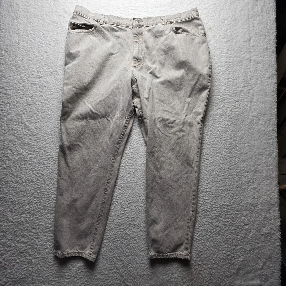 Lee Riveted Jeans Mens 45x29 Beige Relaxed Straight Denim Pants Light Wash